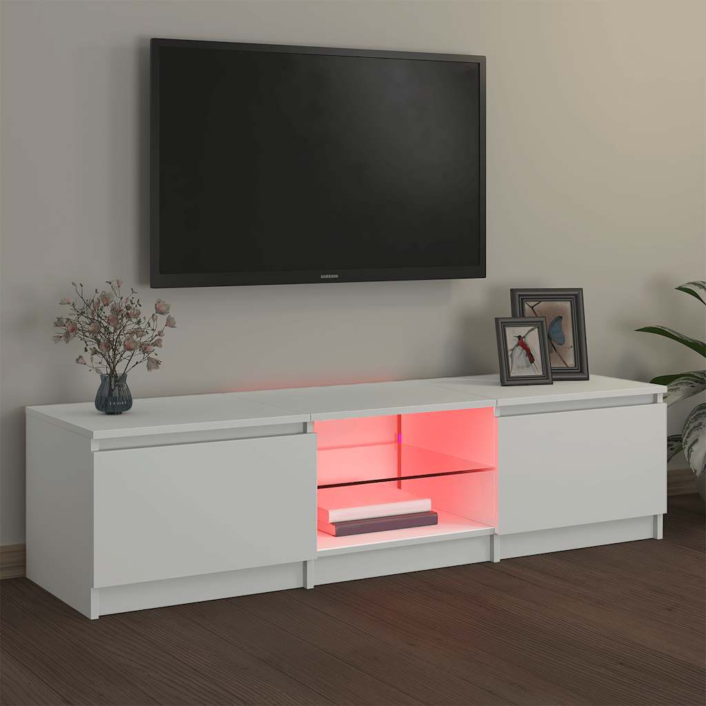 TV Cabinet with LED Lights White 140x40x36 cm