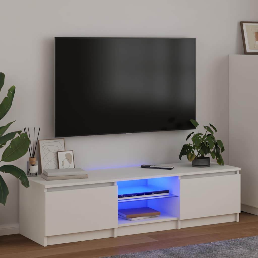 TV Cabinet with LED Lights White 140x40x36 cm