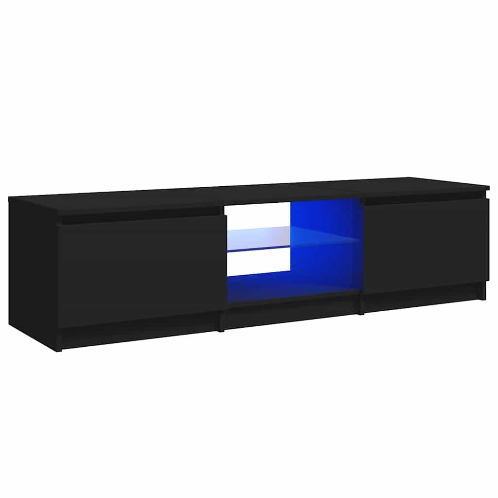 TV Cabinet with LED Lights Black 140x40x36 cm