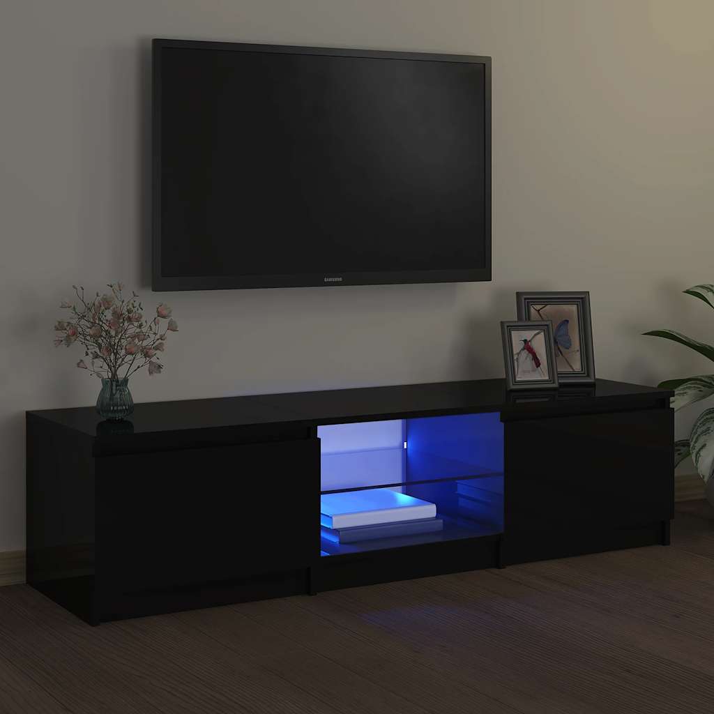 TV Cabinet with LED Lights Black 140x40x36 cm