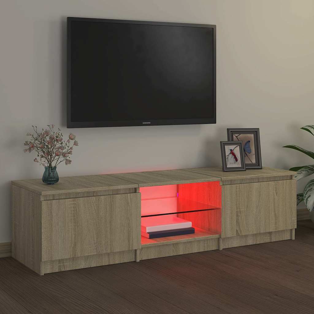 TV Cabinet with LED Lights Sonoma Oak 140x40x36 cm