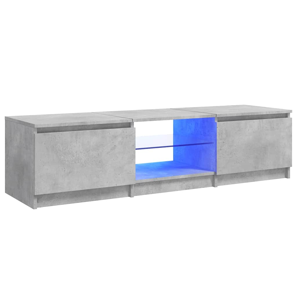 TV Cabinet with LED Lights Concrete Grey 140x40x36 cm