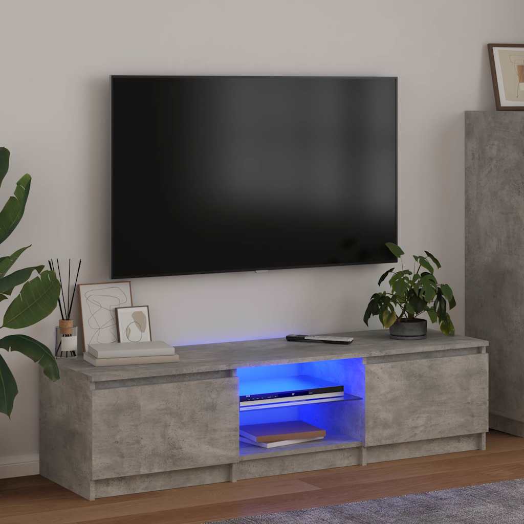 TV Cabinet with LED Lights Concrete Grey 140x40x36 cm
