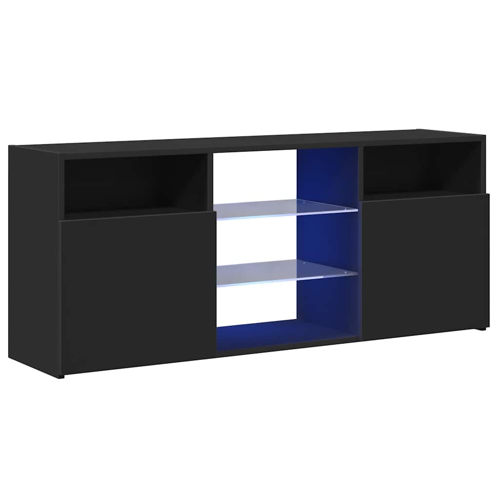 TV Cabinet with LED Lights Black 120x30x50 cm