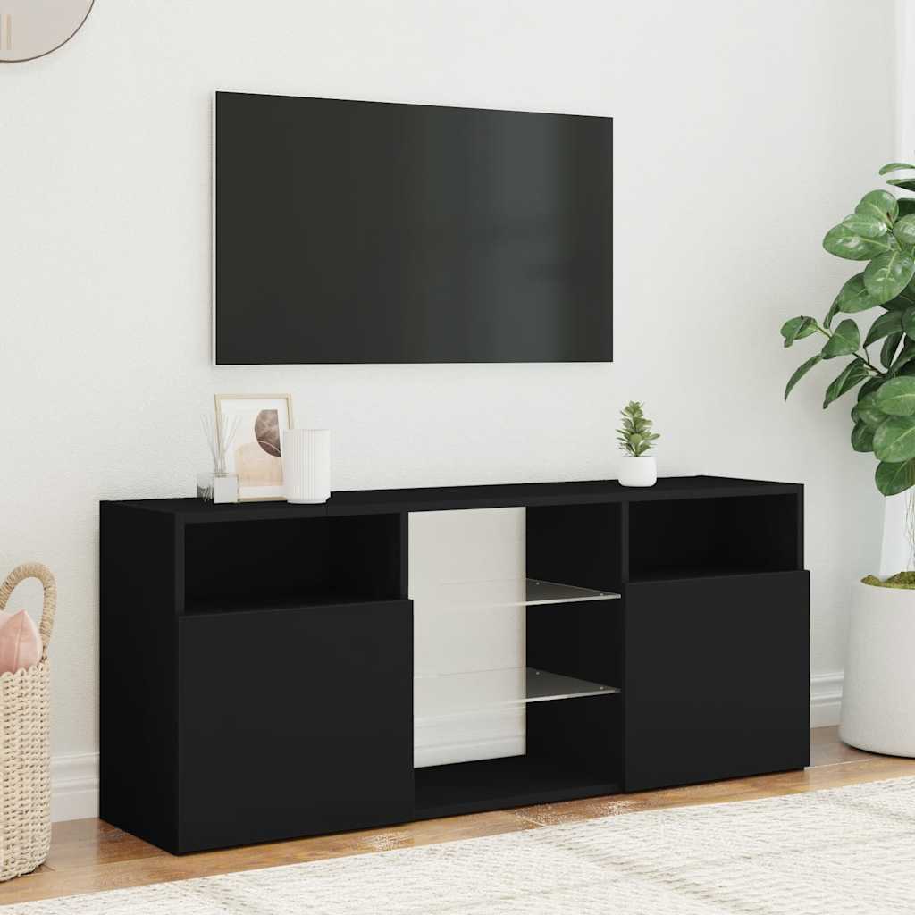 TV Cabinet with LED Lights Black 120x30x50 cm
