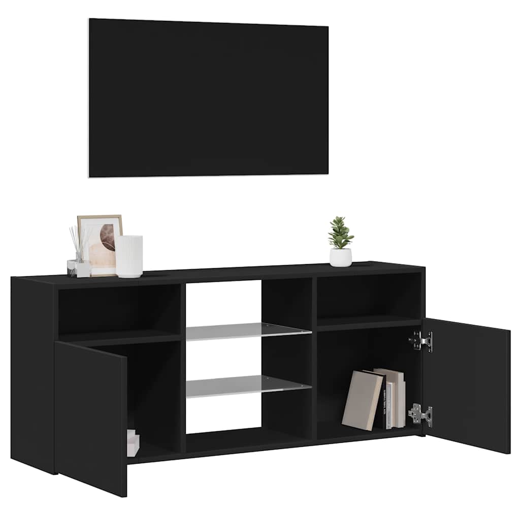 TV Cabinet with LED Lights Black 120x30x50 cm