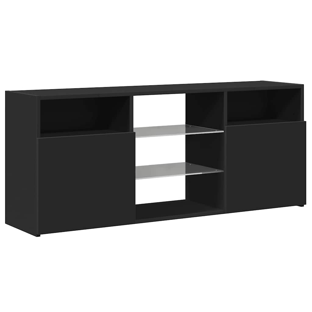 TV Cabinet with LED Lights Black 120x30x50 cm