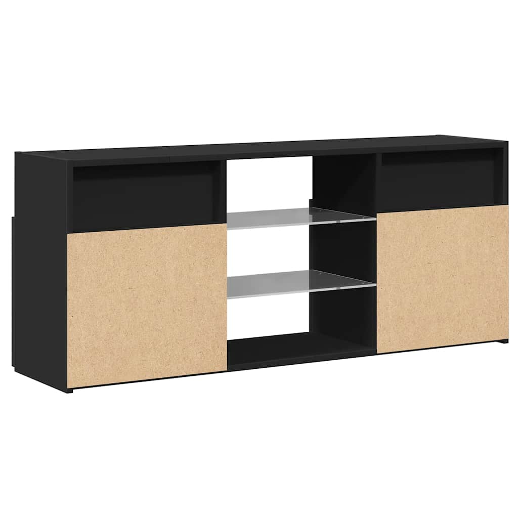 TV Cabinet with LED Lights Black 120x30x50 cm