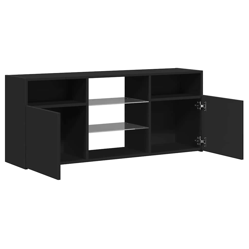 TV Cabinet with LED Lights Black 120x30x50 cm