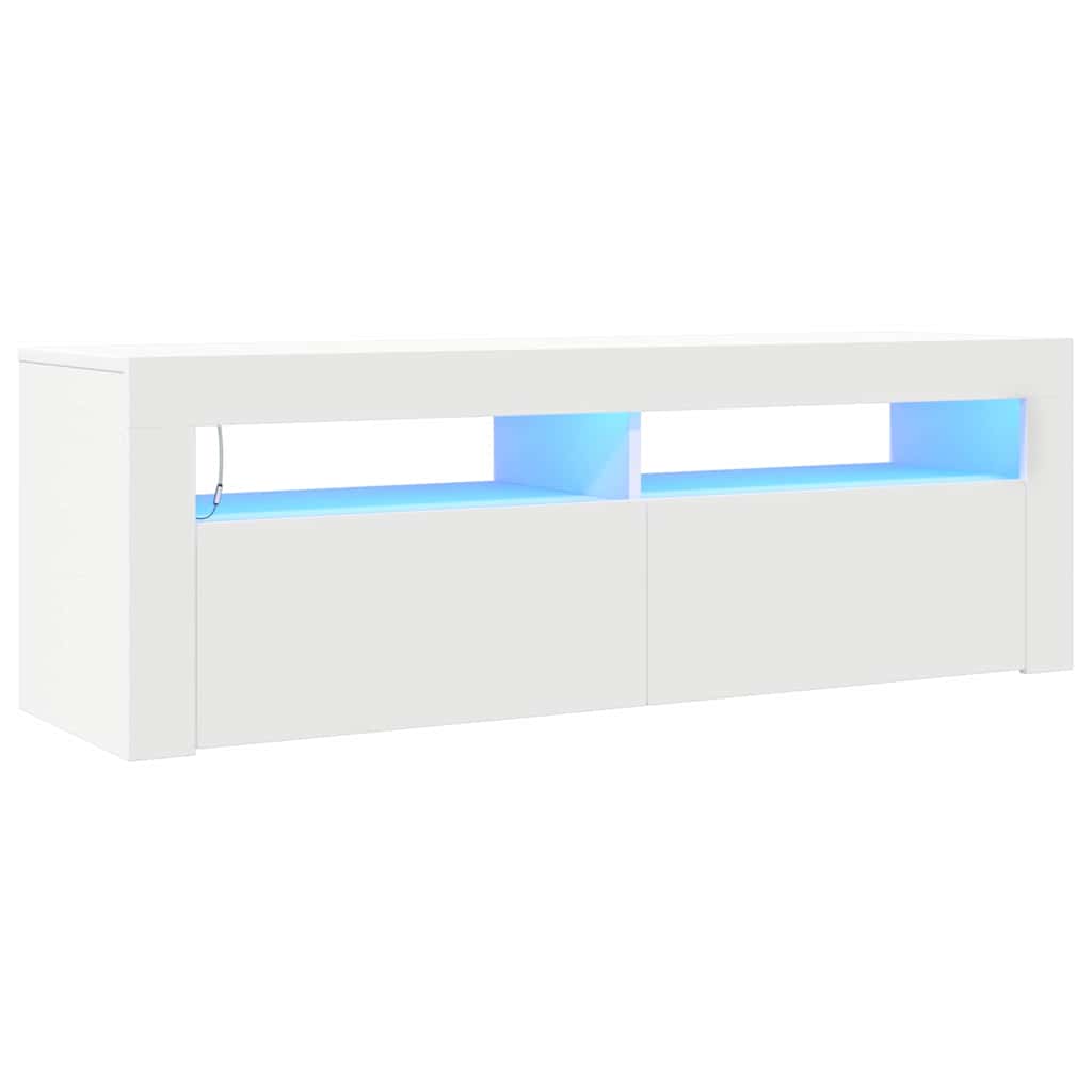 TV Cabinet with LED Lights White 120x35x40 cm