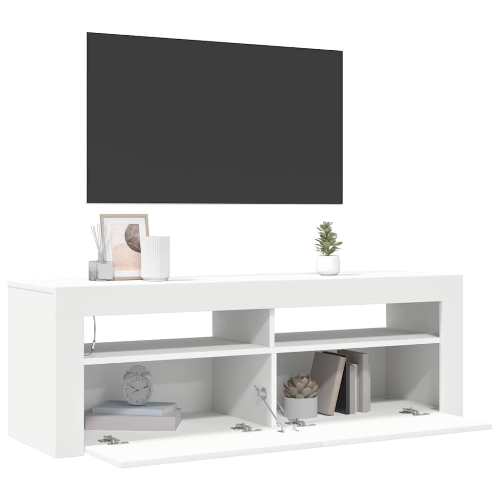 TV Cabinet with LED Lights White 120x35x40 cm