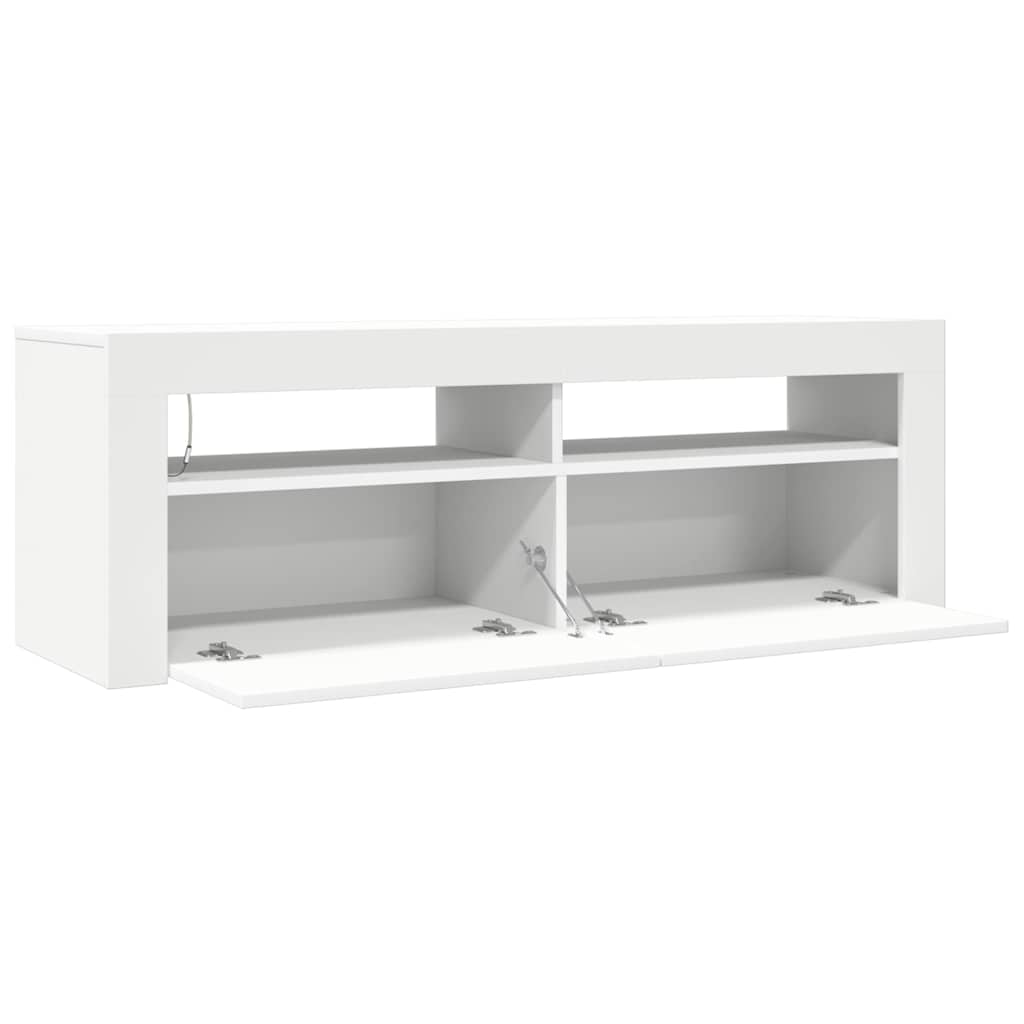TV Cabinet with LED Lights White 120x35x40 cm