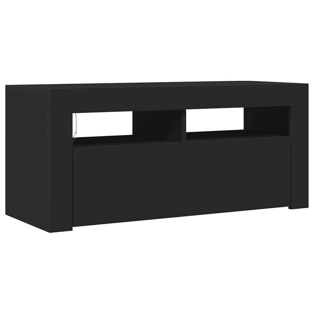 TV Cabinet with LED Lights Black 90x35x40 cm