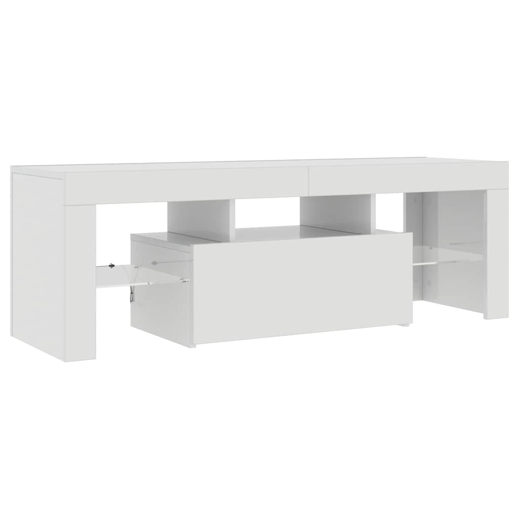 TV Cabinet with LED Lights High Gloss White 120x35x40 cm