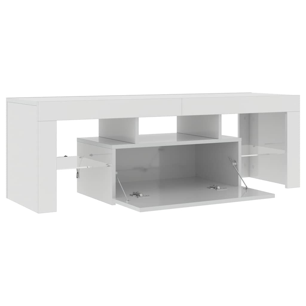 TV Cabinet with LED Lights High Gloss White 120x35x40 cm