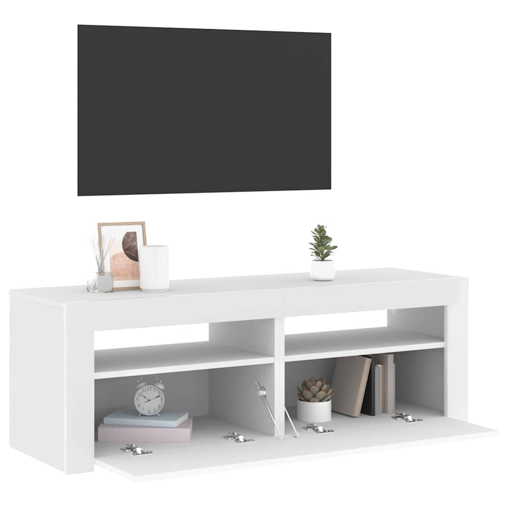 TV Cabinet with LED Lights White 120x35x40 cm