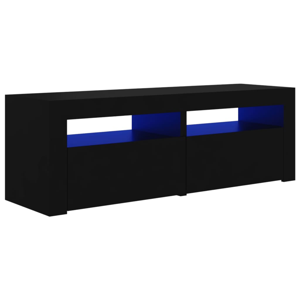 TV Cabinet with LED Lights Black 120x35x40 cm