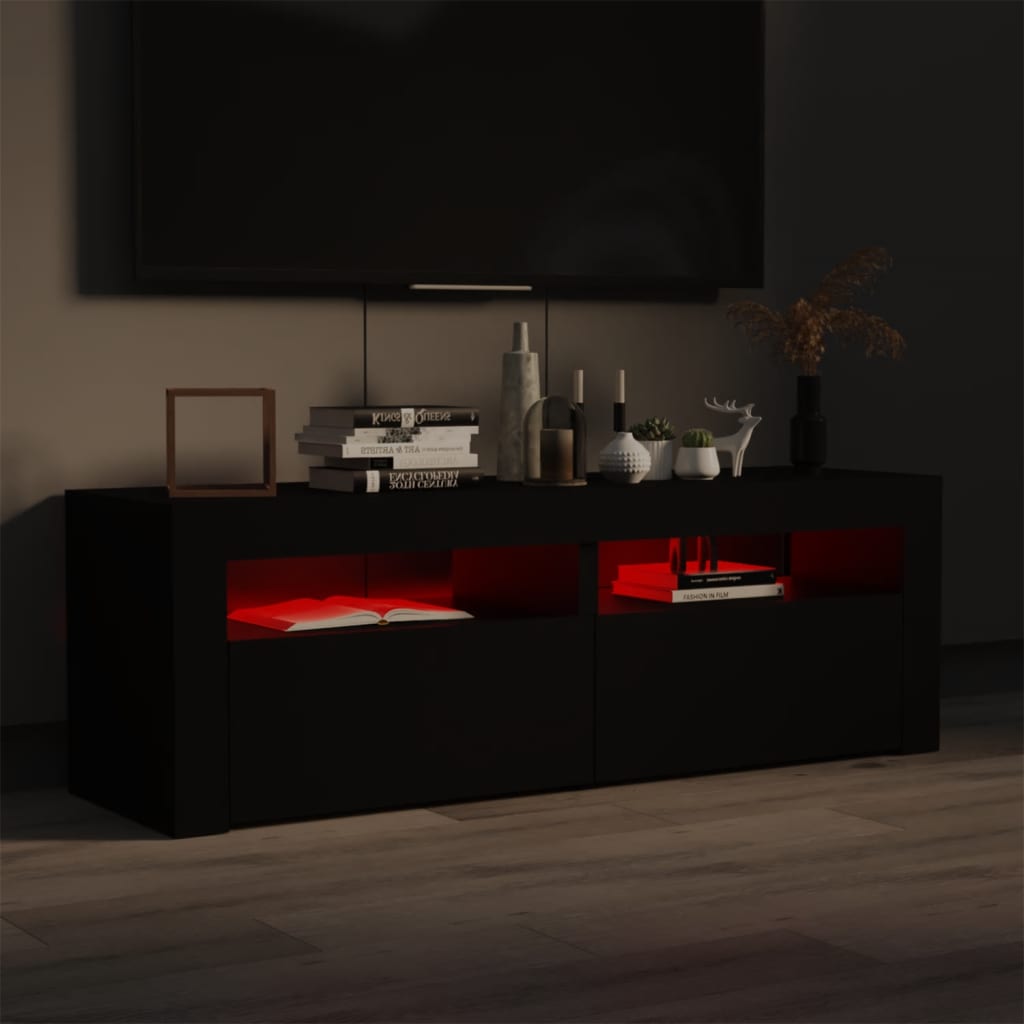 TV Cabinet with LED Lights Black 120x35x40 cm