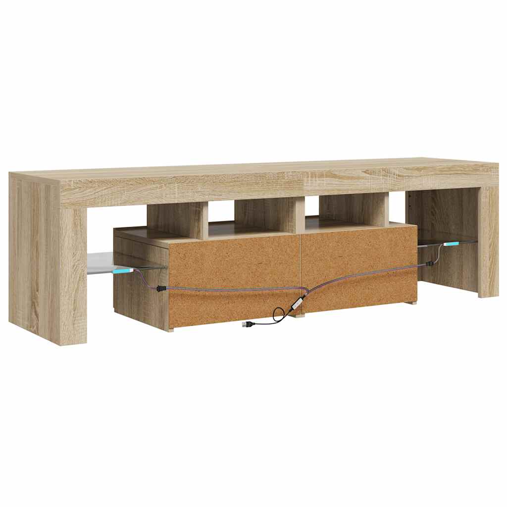 TV Cabinet with LED Lights Sonoma Oak 140x36.5x40 cm