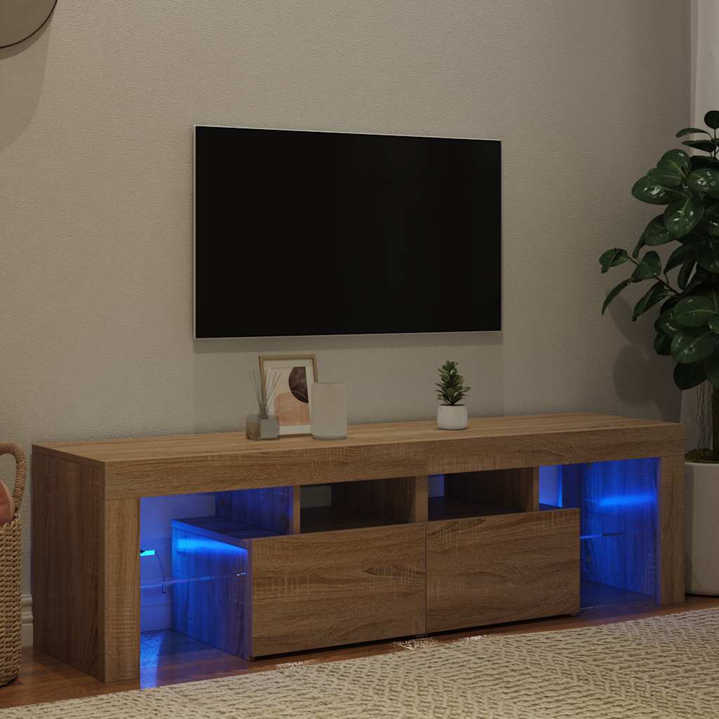 TV Cabinet with LED Lights Sonoma Oak 140x36.5x40 cm