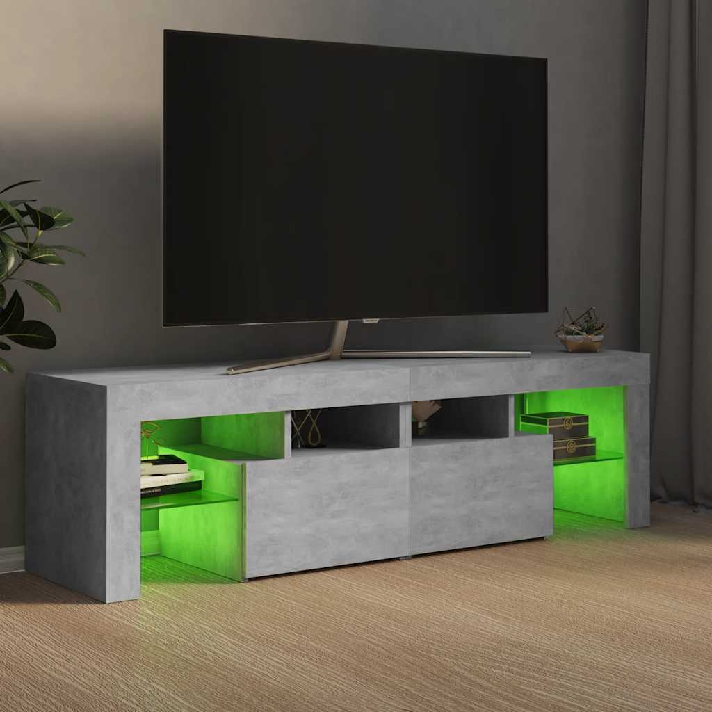 TV Cabinet with LED Lights Concrete Grey 140x36.5x40 cm