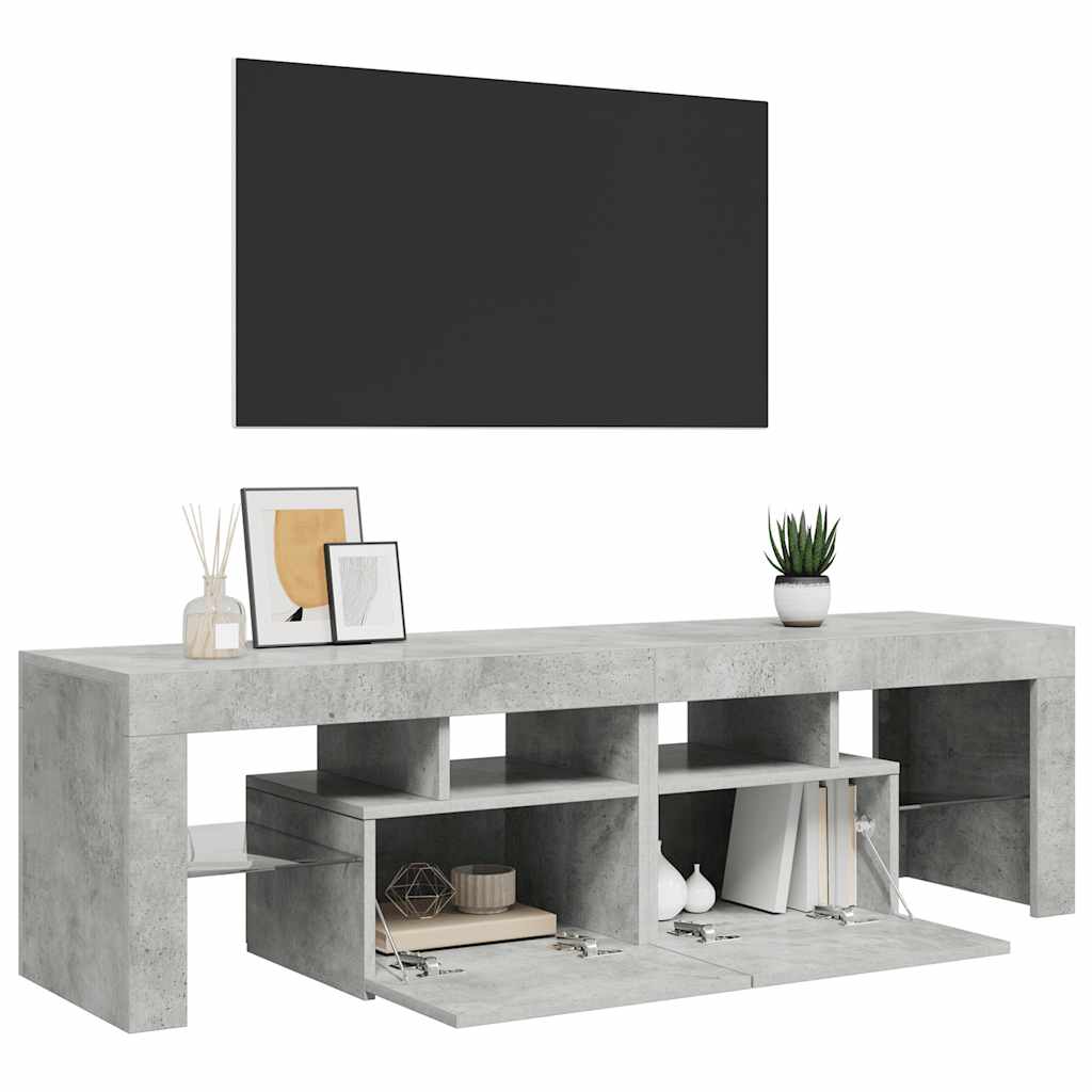 TV Cabinet with LED Lights Concrete Grey 140x36.5x40 cm