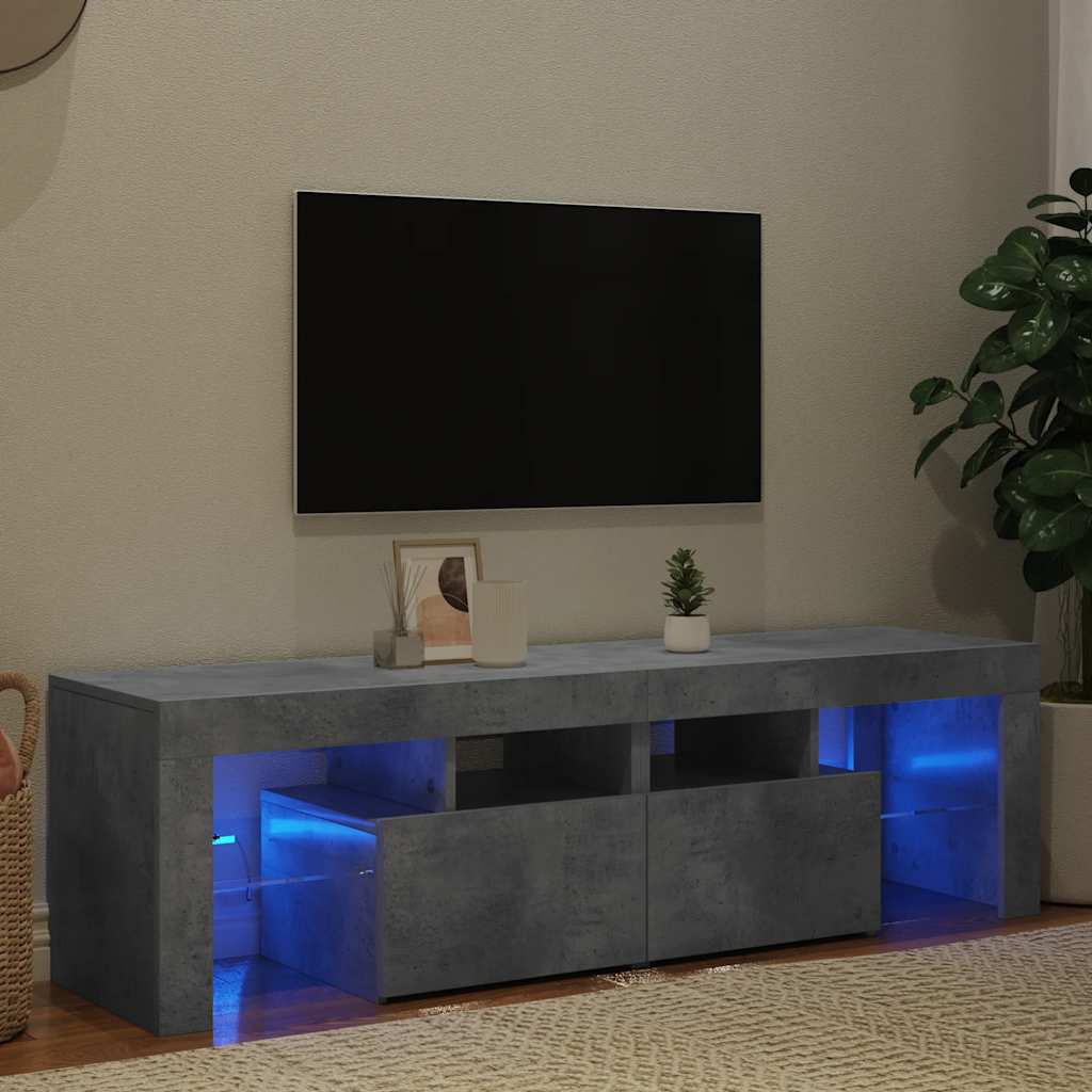 TV Cabinet with LED Lights Concrete Grey 140x36.5x40 cm