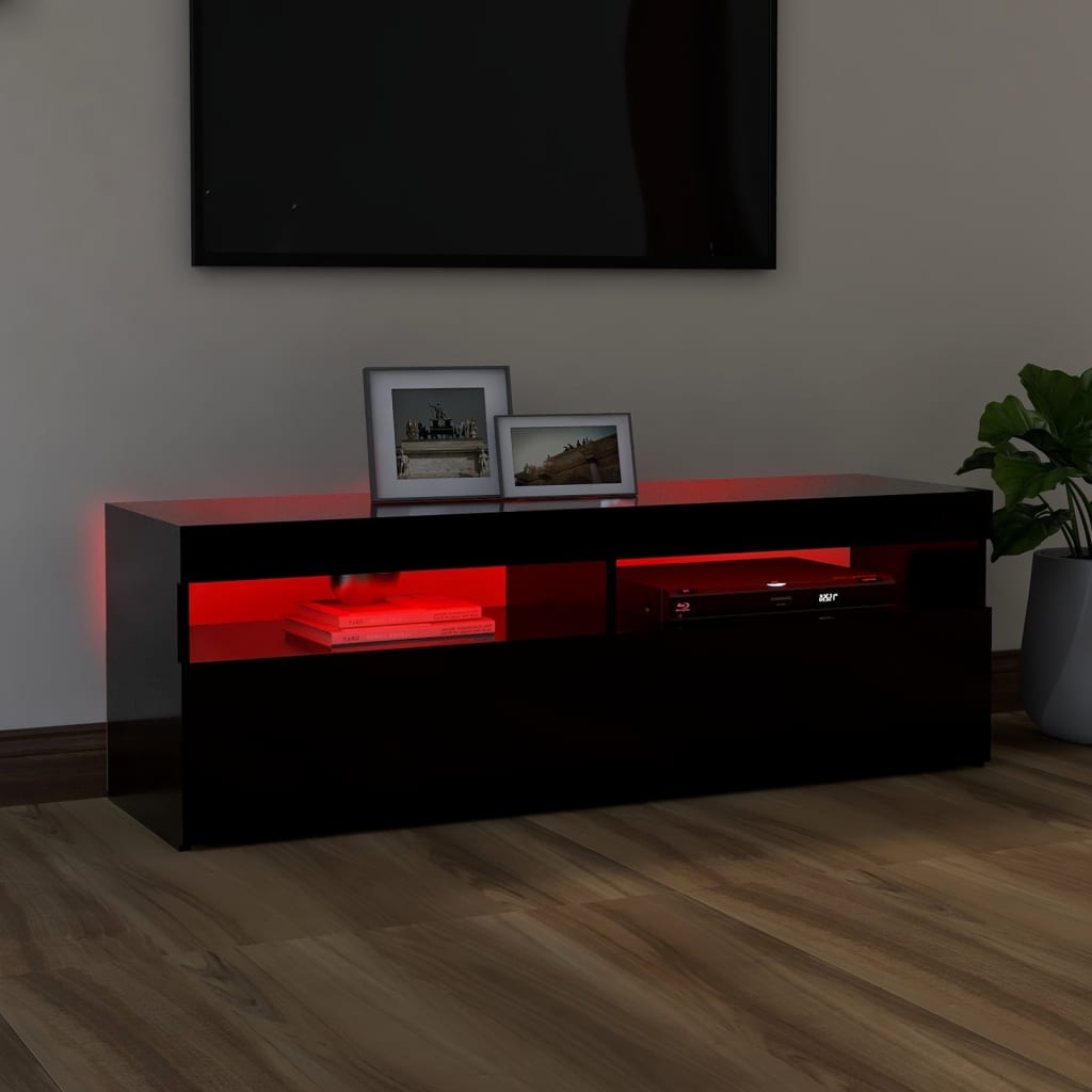 TV Cabinet with LED Lights Black 120x35x40 cm