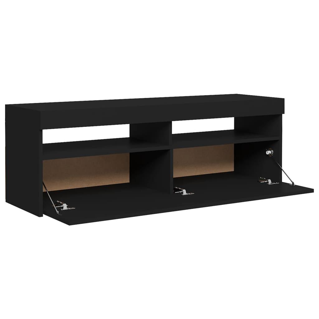 TV Cabinet with LED Lights Black 120x35x40 cm