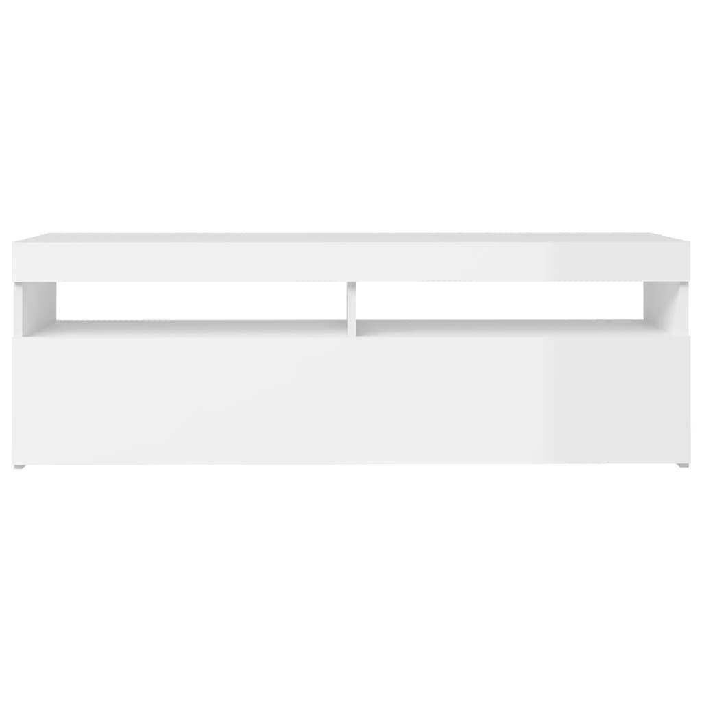 TV Cabinet with LED Lights High Gloss White 120x35x40 cm