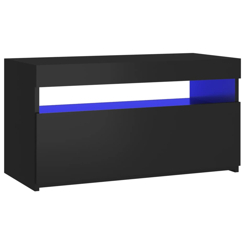 TV Cabinet with LED Lights Black 75x35x40 cm