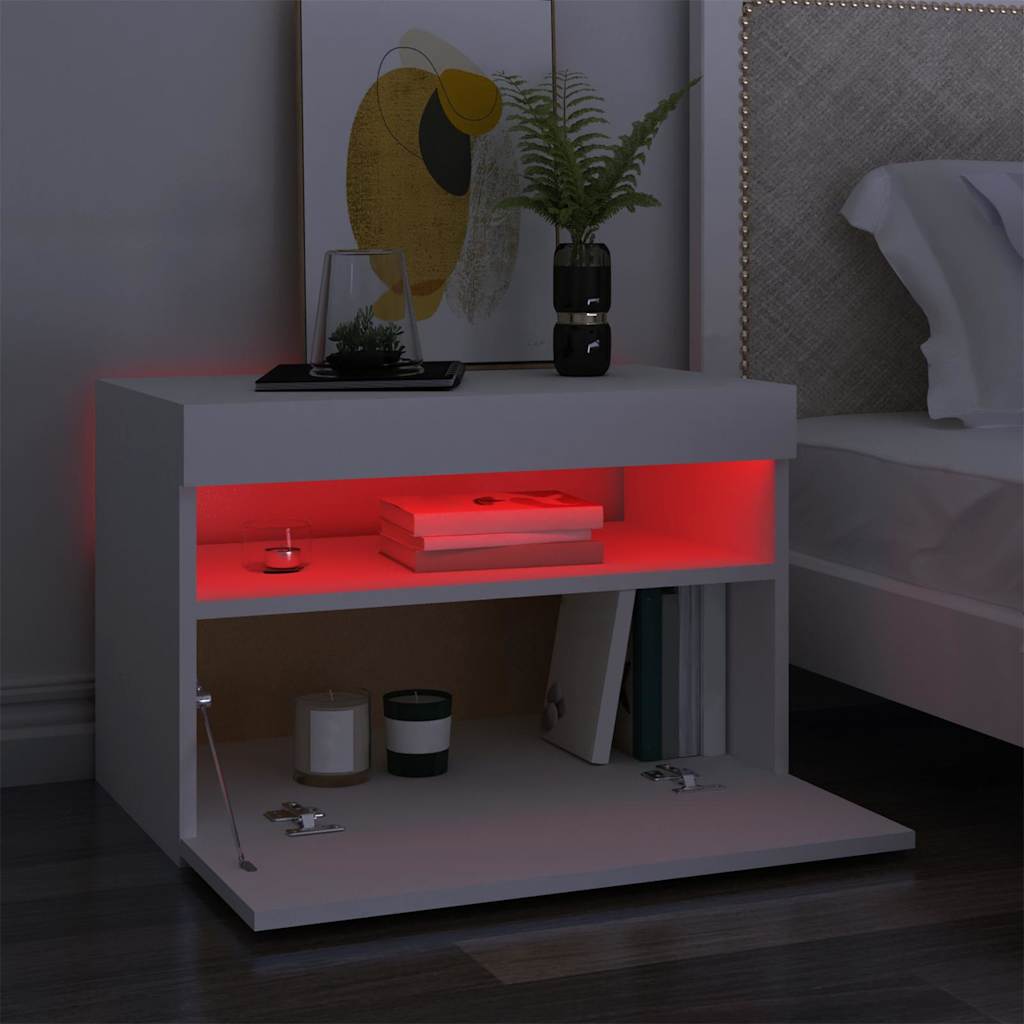 TV Cabinet with LED Lights White 60x35x40 cm