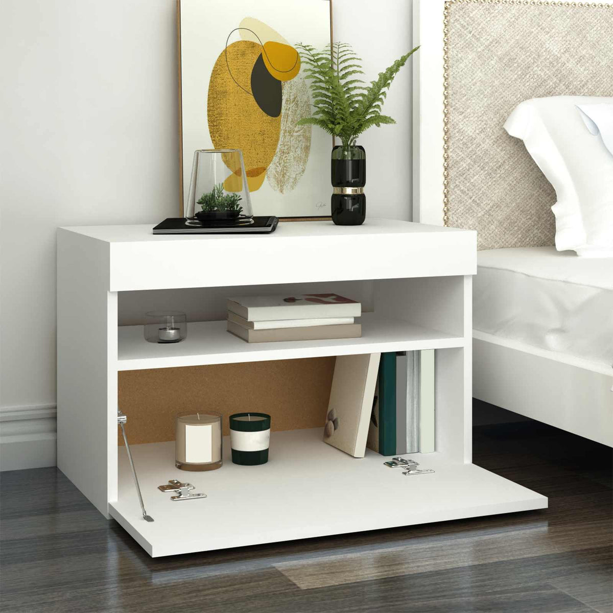 TV Cabinet with LED Lights White 60x35x40 cm