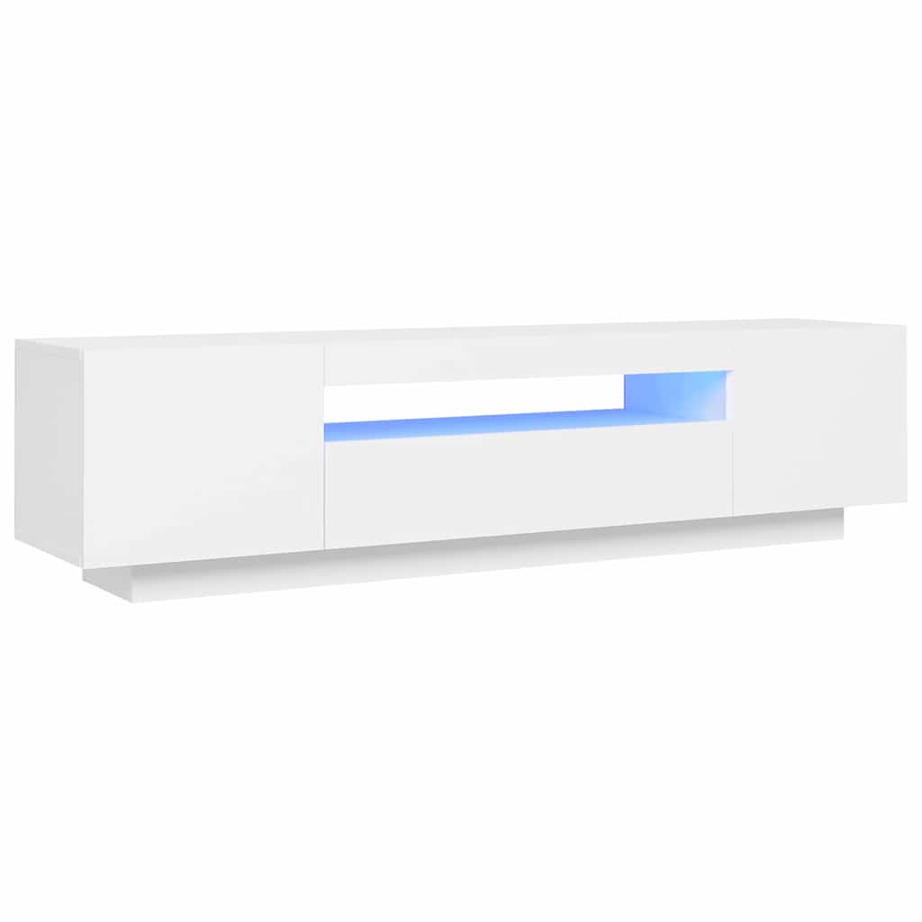 TV Cabinet with LED Lights White 160x35x40 cm