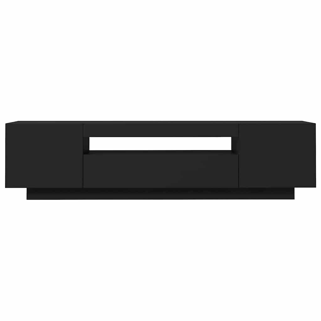 TV Cabinet with LED Lights Black 160x35x40 cm