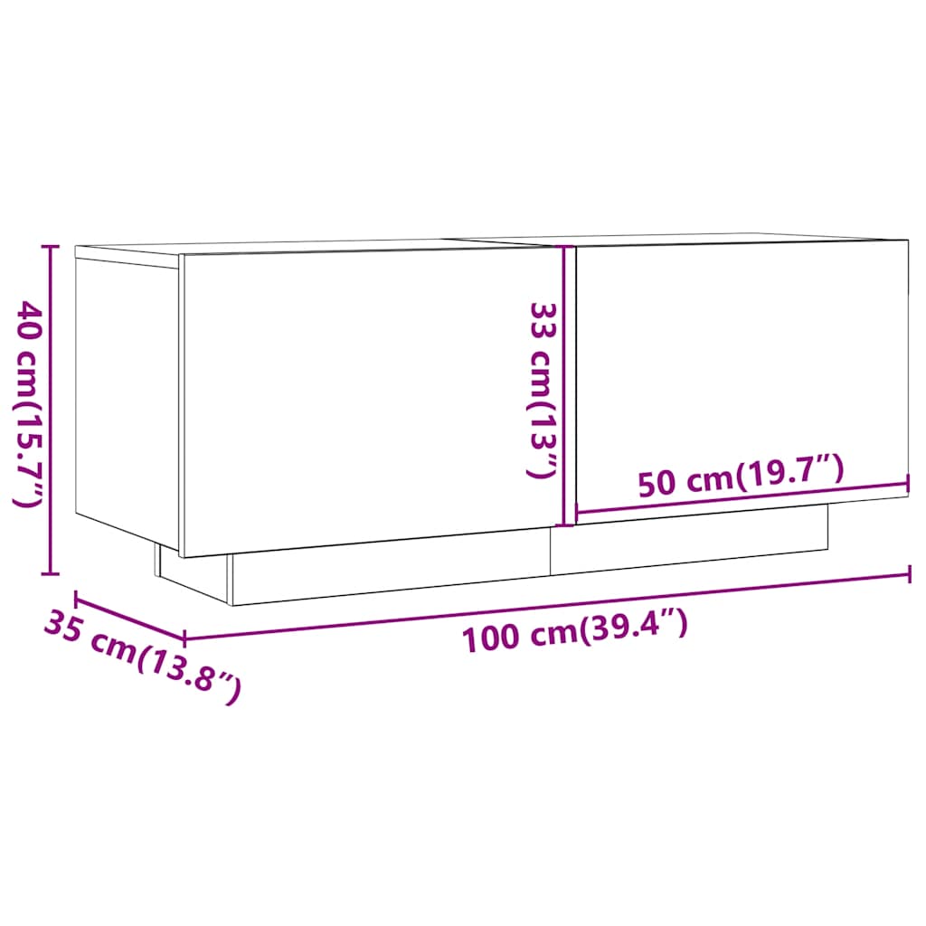 TV Cabinet White 100x35x40 cm Engineered Wood