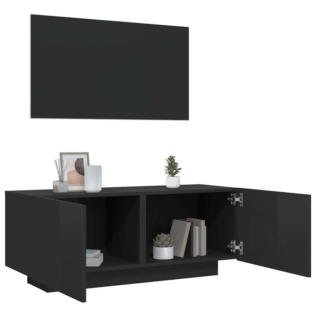 TV Cabinet High Gloss Black 100x35x40 cm Engineered Wood