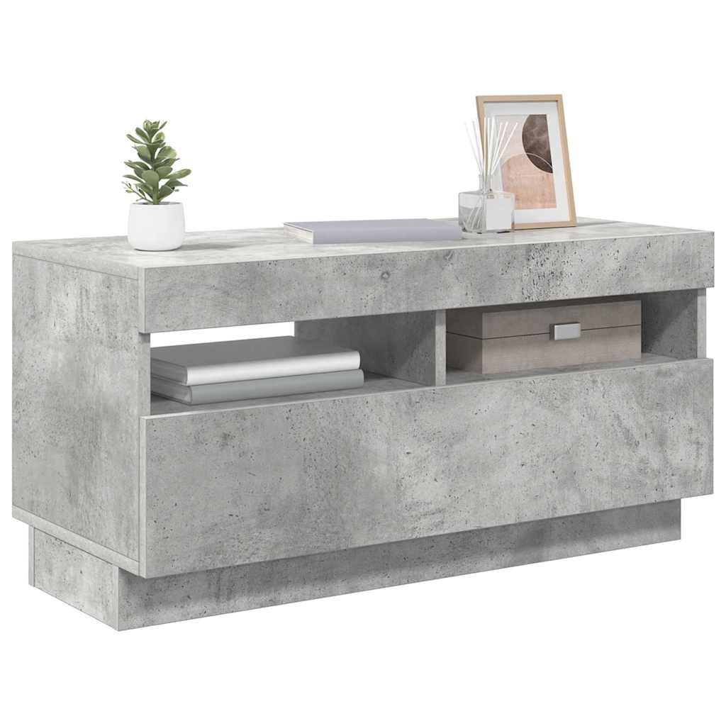 TV Cabinet with LED Lights Concrete Grey 80x35x40 cm