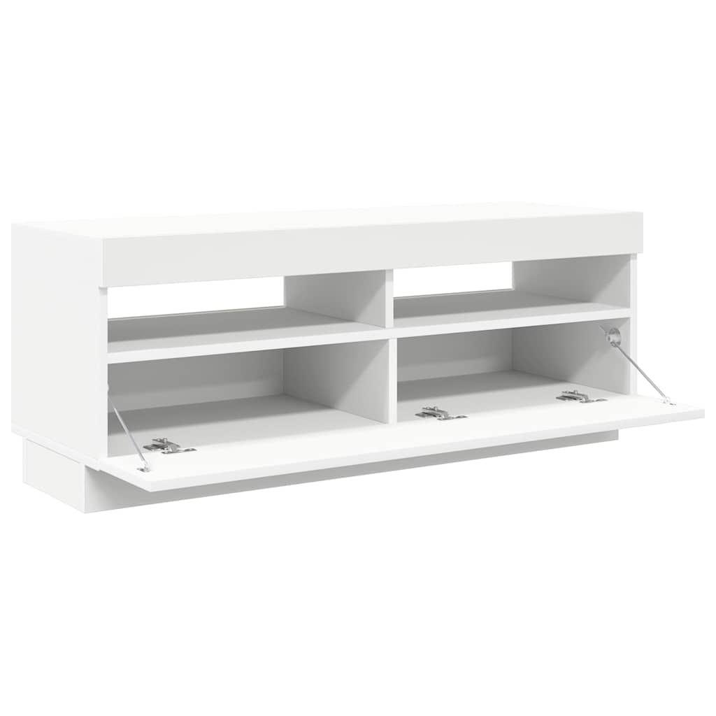 TV Cabinet with LED Lights White 100x35x40 cm