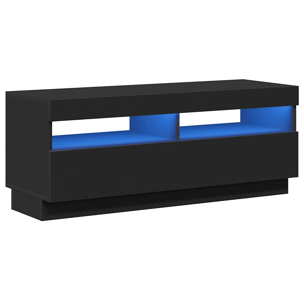 TV Cabinet with LED Lights Black 100x35x40 cm