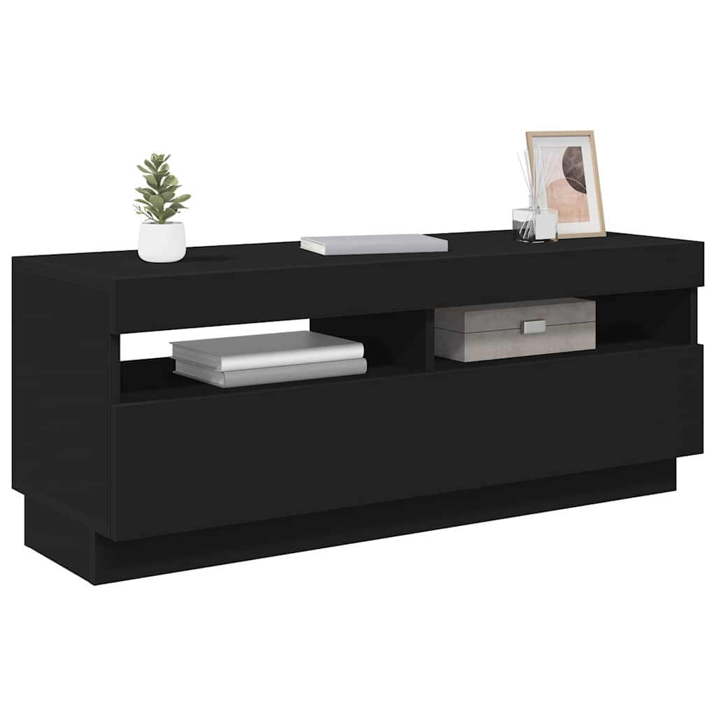 TV Cabinet with LED Lights Black 100x35x40 cm