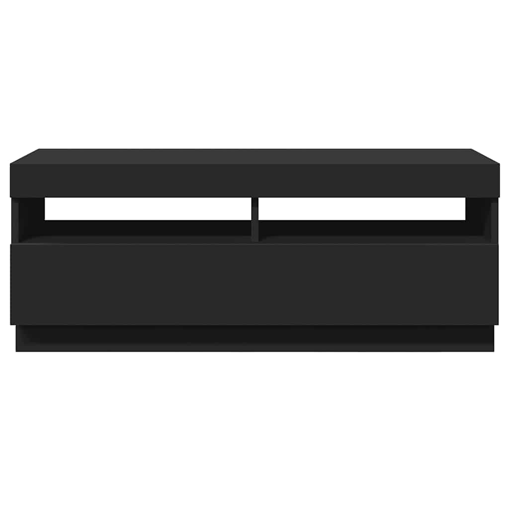 TV Cabinet with LED Lights Black 100x35x40 cm