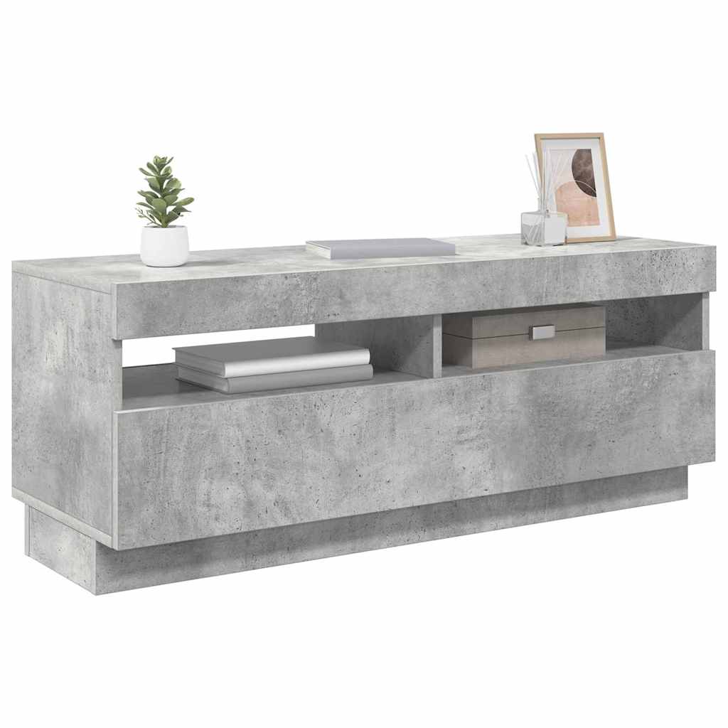 TV Cabinet with LED Lights Concrete Grey 100x35x40 cm