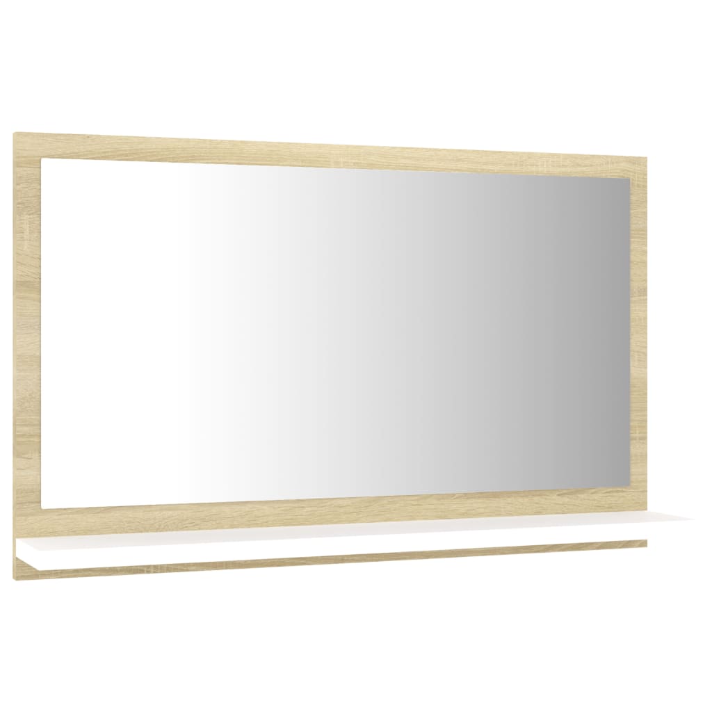 Bathroom Mirror White and Sonoma Oak 60x10.5x37 cm Engineered Wood