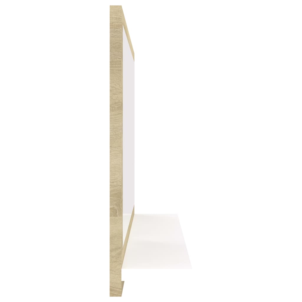 Bathroom Mirror White and Sonoma Oak 60x10.5x37 cm Engineered Wood