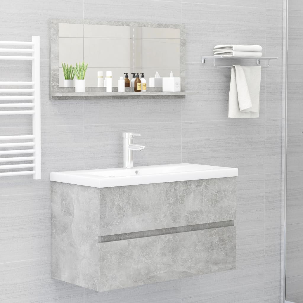 Bathroom Mirror Concrete Grey 80x10.5x37 cm Engineered Wood