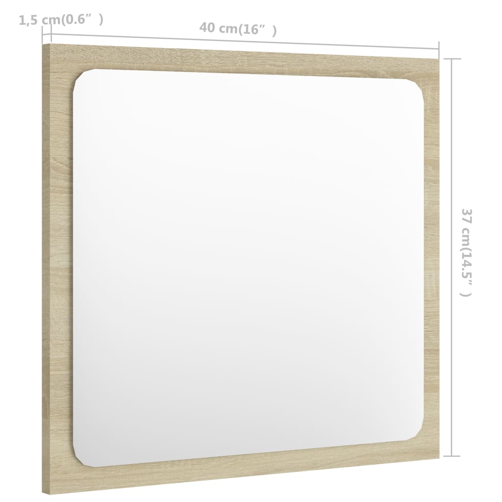 Bathroom Mirror Sonoma Oak 40x1.5x37 cm Engineered Wood
