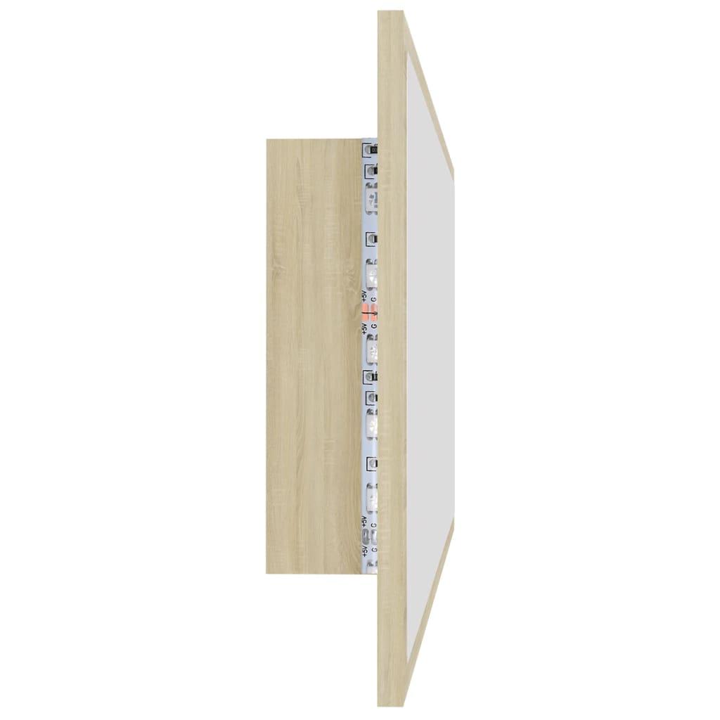 LED Bathroom Mirror Sonoma Oak 100x8.5x37 cm Acrylic