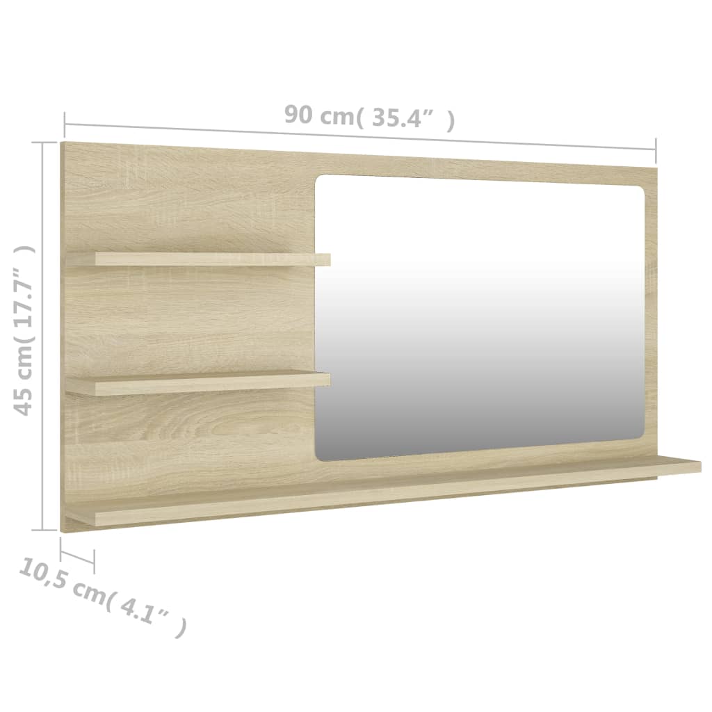 Bathroom Mirror Sonoma Oak 90x10.5x45 cm Engineered Wood