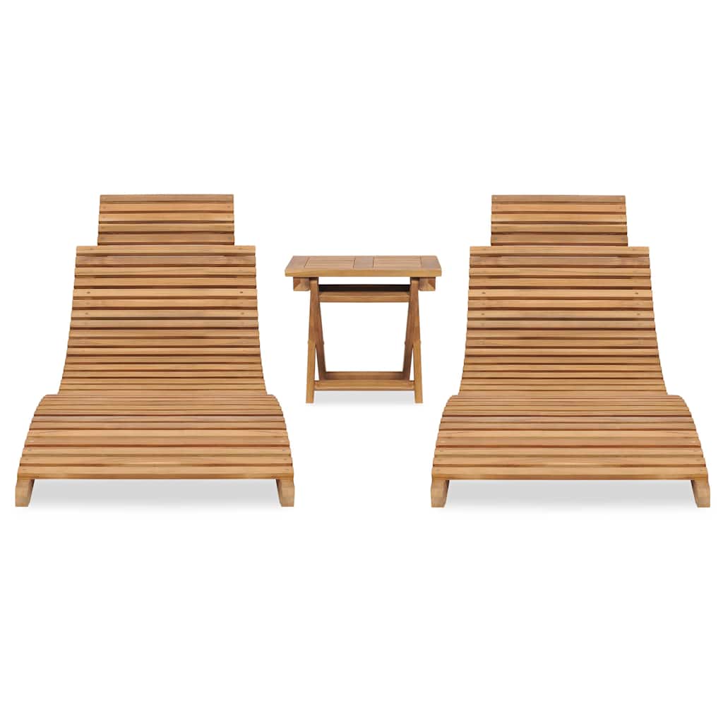 3 Piece Folding Garden Lounge Set Solid Teak Wood